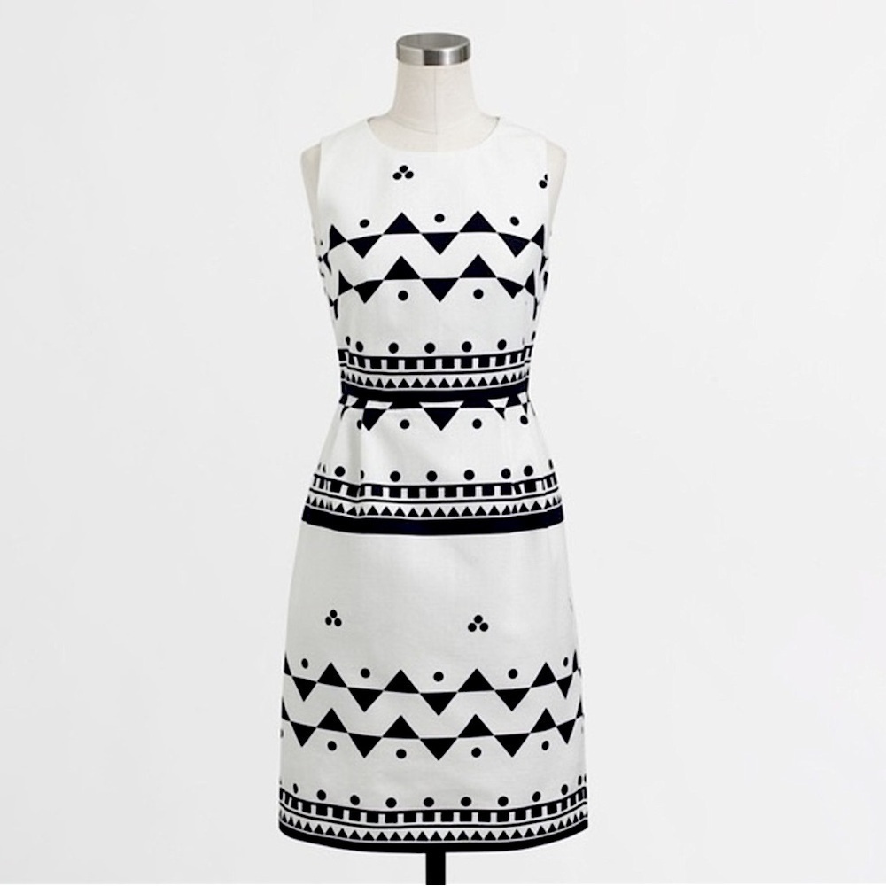 J.CREW Textured Navy White Geometric Print Dress sz.0